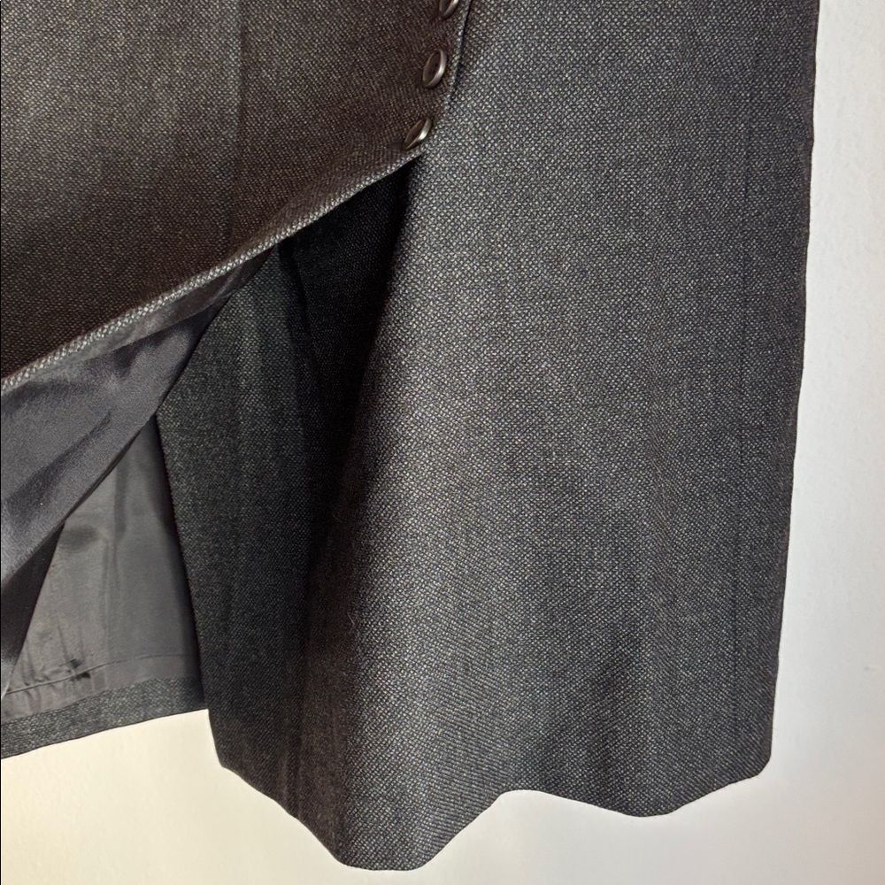 Ann Taylor Pencil button front 100% wool wrap Skirt charcoal gray women’s 10 EUC - Picture 3 of 8